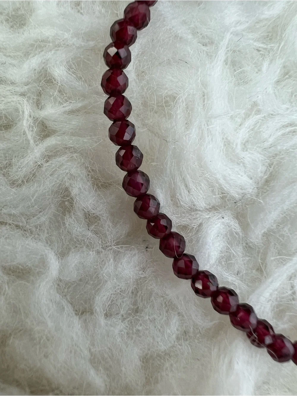 14K Gold Garnet Bead Stretch Bracelet - Garnet